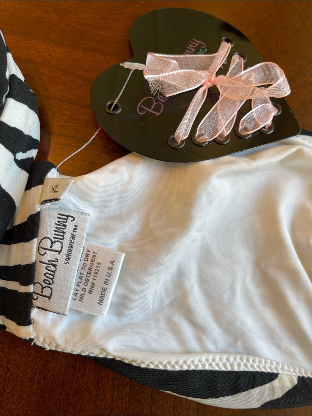NWT beach bunny bikini set XL top, S bottoms Zebra and hot pink beads - Picture 4 of 15